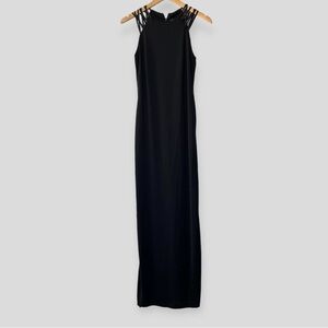 Lauren Ralph Lauren Strappy Sleeveless Long Gown Knit Women's 4 Black Form Fit